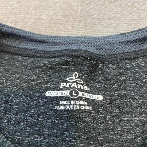 Prana Shirt Mens Large Gray Breathe Crewneck Long Sleeve Athletic Performance - Picture 4 of 9